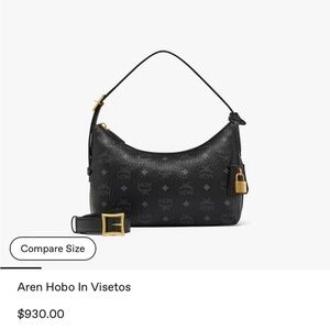 MCM Black Visetos Hobo Bag with Gold Hardware